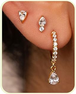 Gold Earrings For Women Hoop Earrings 14K Gold Stud Huggie Earrings Women's Earrings Featuring 3 Pairs Small Earrings Gold Jewelry For Women Girls Gifts