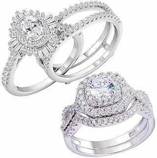 Newshe Jewellery Wedding Band Engagement Ring Enhancer for Women Bridal Set 925 Sterling Silver White AAAAA Cz Size 3-13