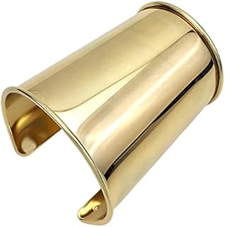 COLORFUL BLING Punk Alloy Hollow Geometric Smooth Polished Gold Hoop Open Cuff Wide Bracelet Bangle Wrist Jewelry for Women Lady