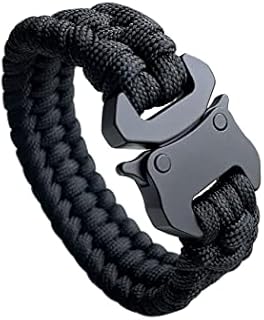 Parachute Cord Bracelets Trilobite Weaved Paracord Bracelet with Side Release Buckle 8.7 inch Black Bracelet for Men Women 1 Set