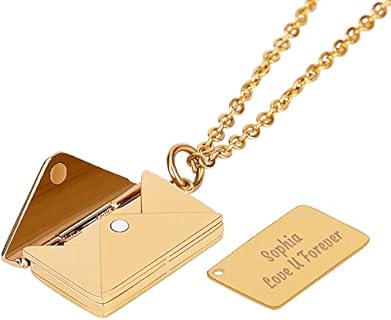 Custom Envelope Necklace-Personalized Free Lettering Locket Necklace for Women - LOVE Envelope Locket Necklace Jewelry for Women girlfriend