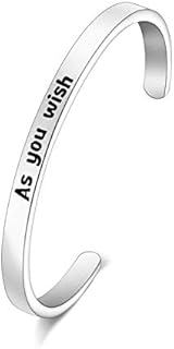 Princess-Inspired 'As You Wish' Infant Cuff Bracelet with Buckle Clasp and Box Chain Design in Stainless Steel