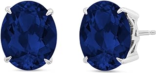 2.5CT Oval Cut Birthstone Earrings for Women Gemstone Stud in 925 Sterling Silver – 10 x 8mm Hypoallergenic – Push Back Stone Studs Set Earings by Nicole Miller Fine Jewelry