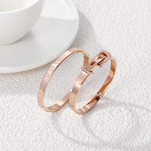 Women Bangle Bracelets Gold Plated Friendship Bracelet Stainless Steel Cuff Bangle Luxury Jewelry Present Gift for Women Teen Girls