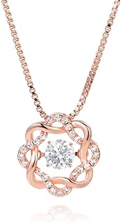 Dancing CZ Heart Pendant Necklace for Women in Sterling Silver with 18 Inch Box Chain