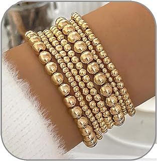 Gold Bracelets for Women 14K Gold Plated Stackable Bracelet Delicate Stackable Gold Bead Bracelet for Girls