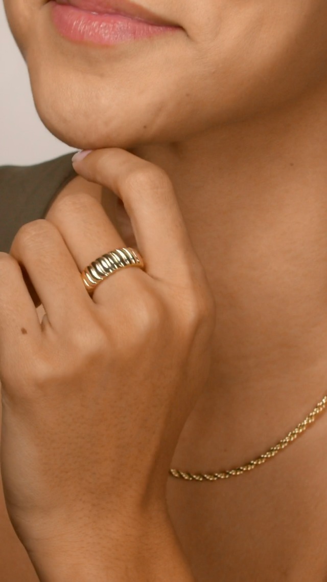 PAVOI 14K Gold Plated Chunky Statement Ring | Chunky Stackable Wide Band for Women