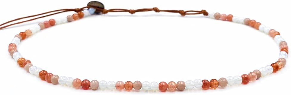 Lotus and Luna 4MM Energy Chakra Healing Necklace with Real Stones Jade, Pearl, Rose Quartz, Amethyst, Moonstone