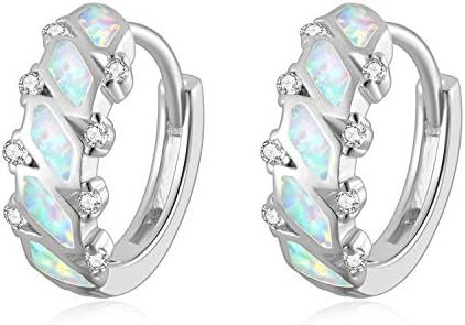 CiNily 18K Gold Hoop Earrings Small Hoop or Cross Earrings for Women Grils Opal Huggie Hinged Earrings Lightweight Hypoallergenic Earrings for Sensitive Ears