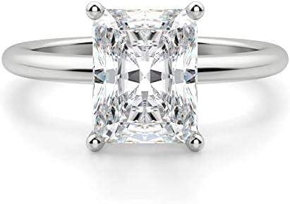 KAVYA JEWELS 3.50 CT Radiant Cut VVS1 Colorless Moissanite Engagement Ring Wedding Band Silver Eternity Solitaire Vintage Antique Anniversary Diamond Engagement Ring Promise