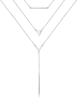Elegant Women's S925 Sterling Silver Multilayer Dot Bar Necklace with Box Chain