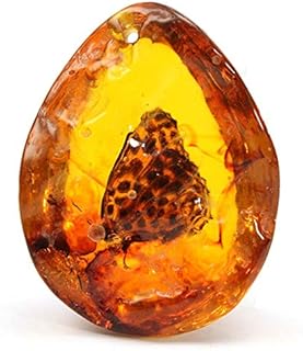 Resin Amber Color Butterfly Stone Beautiful Pendant Hand Made Necklace