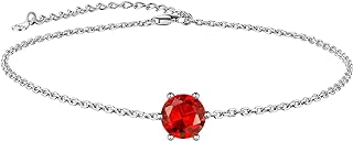 Suplight 925 Stelring Silver Birthstone Crytal Anklet, Dainty Chain Anklet Bracelets for Women Girls (with Gift Box)