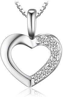 JewelryPalace Damen Herzanhänger aus 925 Sterling Silber mit 3A Zirkonia, 45cm Box Kette und 9mm Anhänger, ideal als Geschenk für Verlobung, Hochzeit oder Valentinstag