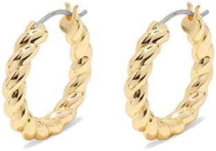 gorjana Women’s Crew Hoops, 18K Gold Plated, High Shine Croissant Hoop Earrings, Stainless Steel Post