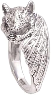 NOVICA Artisan Handcrafted .925 Sterling Silver Cocktail Ring Bat from Bali Indonesia Animal Themed Halloween 'Beautiful Bat'