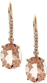 Lever Back Genuine Morganite Drop Earrings in 14K Rose Gold for Women by Gin & Grace - Romantic Diamond Accents in a Unique Design