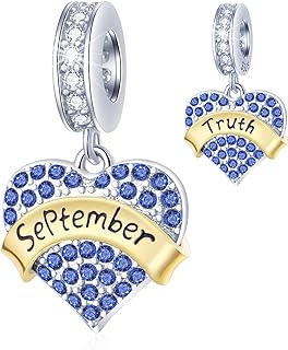 Sterling Silver Clasp+ Heart-Shaped Cubic Zirconia Birthstone Charm Bracelet for Grandma+Pave Design; Perfect Gift for Parents and Friends