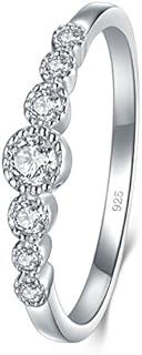 BORUO 925 Sterling Silver Ring, Cubic Zirconia CZ Eternity Engagement Wedding Band Ring