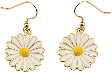 Stainless Steel TIIMG Daisy Hoop Earrings with French Wire Back Findings - Perfect Daisy Lover Gift
