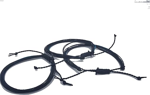 Aluminum Thin Blue Line Waxed String Adjustable Bracelet Set - Unique No-Clasp Design for Unisex Style - Homage to Law Enforcement Officers - Ideal Gift for Police Supporters