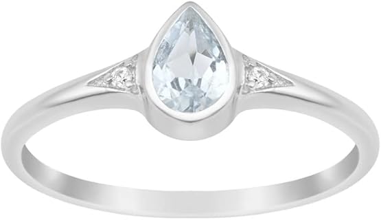 Women's Classy Aquamarine Engagement Ring with 925 Sterling Silver, Pear-Shape Design - Perfect Gift for Loved Ones