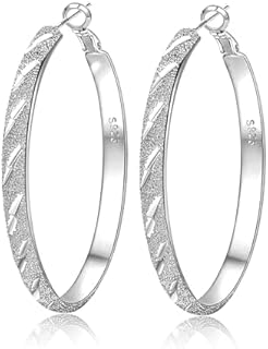 KENIY 4MM Wide Gold Hoop Earrings for Women Girls,Large 14k Gold Plated Hoops Earrings Hypoallergenic & Lightweight Gold/Silver Hoops Earrings with S925 Sterling Silver Post 30/40/50/60/70mm