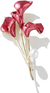 Durable Zinc Metal Calla Lily Brooch with Secure Pin Clasp for Women and Girls, Charming Floral Design with Pearl Accent