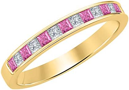 18k Yellow Gold Plated Sterling Silver Engagement Ring with Princess Cut Blue Sapphire and White Diamond for Women