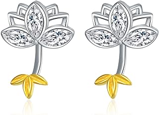 925 Sterling Silver Lotus Stud Earrings with Push Back Clasp, Elegant Floral Design for Women, Hypoallergenic Jewelry Gift