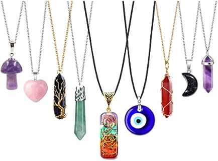 DoreenBow Crystal Pendant Necklace Chakra Healing Crystal Necklaces Vintage Hippie Spiritual Jewelry for Women Girls