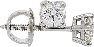 IGI Certified 0.50 Carat Clear Lab-Created Diamond Stud Earrings 14k White Gold Womens Screw Back VS2-SI1