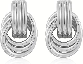 Chunky Gold Earrings For Women Knot Stud Earring Trendy Vintage Large Gold Geometric Earrings Statement Studs Earrings Jewelry for Women Girls