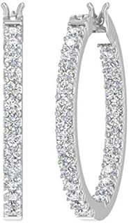 1 Carat Prong Set Diamond Inside-out Hoop Earrings in 10K Solid Gold