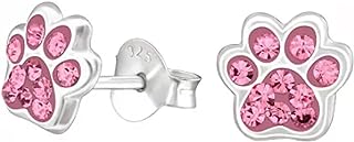 KIWI DAISY Hypoallergenic Sterling Silver Paw Print TINY Stud Earrings, Multiple Piercings, for Cartilage, Helix, 2nd Ear Piercing (Nickel Free)