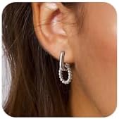 Chic Small Brass Chunky Hoop Earrings for Women with Hinged Hoop BackFinding - 14K Gold Plated, Hypoallergenic, Lightweight, Thick Double Oval Design