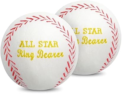 All Star Ring Bearer Wedding Gift Stuffed Baseball Will You Be My Ring Bearer Ring Bearer Gift Baseball for Wedding Day Favor (White 2 Pack)