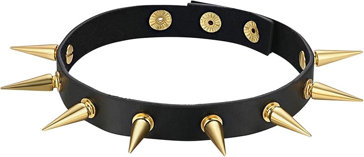 OIDEA Damen Choker Halskette in Gold und Schwarz, Nieten und Polka Dots, 1 cm Breite, Verstellbar und Exquisite Handwerkskunst. Ideal für Alltag und besondere Anlässe