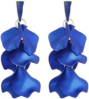 Chic Acrylic Petal Dangle Earrings with French Wire Back Finding for Women, Long Rose Floral Design