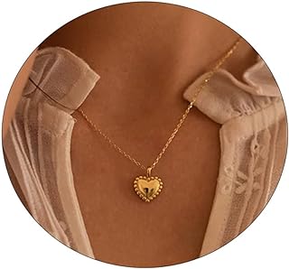 Dainty Heart Necklace for Women, 14k Gold Plated/Rose Gold/Silver Tiny Cute Heart Pendant Necklace Minimalist Choker CZ Necklace Jewelry Gifts for Women Girls