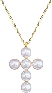 Timeless Elegance Faux Pearl and Alloy Cross Necklace - Versatile Chic Accessory for Women and Girls - Ideal for Daily Wear or Special Occasions