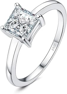 Bague de Fiançailles en Zirconium Solitaire 1ct, Argent 925, Taille 49, Anti-ternissure et Hypoallergénique, pour Femmes Élégantes et Occasions Spéciales