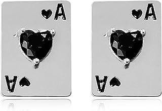 JOONL Playing Card Color Pendants Exaggerated Style Street Ornaments Long Tassels Earrings Unique Funny Alloy Sparkly Rhinestone Poker Hearts Spades A Playing Cards Stud Earrings for Women Girls Jewelry Gift