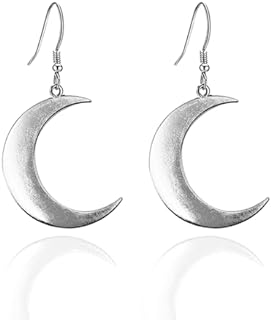 Crescent Moon Dangle Earrings Gothic Handmade Pendent Hook Witch Jewelry Gift for Women and Girls