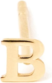 Women's 14K Yellow Gold Initial Letter Stud Earrings by Gelin | Personalized Luxury Accessory with Efficient Push-Back Design, A-Z