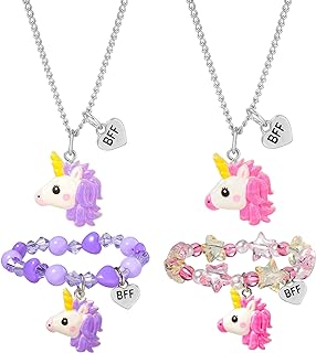 Unicorn Bead Bracelet with Lobster Clasp for Best Friends, PinkSheep BFF Resin Jewelry Set, Butterfly & Princess Design for Teen Girls Birthday Gift
