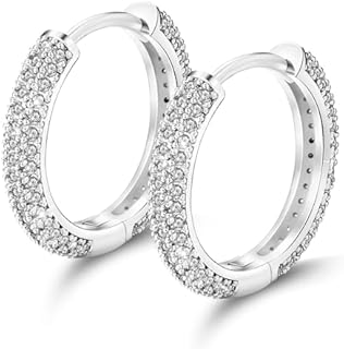 HELLOICE Hoop Earrings for Women Full CZ Hoop Earrings Cubic Zirconia Huggie Cartilage Cuff Iced out Diamond Hypoallergenic 18k Gold Plated Round Circle Earrings