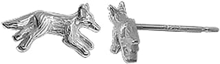 Boma Jewelry Unisex Sterling Silver Wolf Stud Earrings with Push Back - Handcrafted, Hypoallergenic, and Nickel-Free