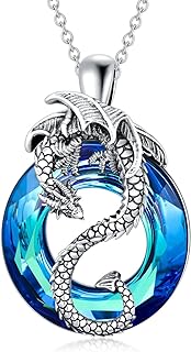 Dragon Necklace Sterling Silver Wyvern Necklace with Crystal Jewelry Gift for Women Girl
