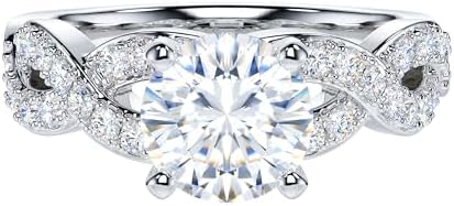 THELANDA Twisted Infinity Sterling Silver Engagement Ring with Genuine 1CT Moissanite Gem for Women - Elegant Design